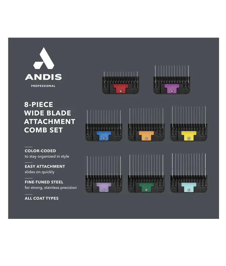 Load image into Gallery viewer, Andis Wide Blade Combs 8-Piece Set
