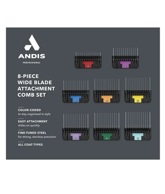 Andis Wide Blade Combs 8-Piece Set