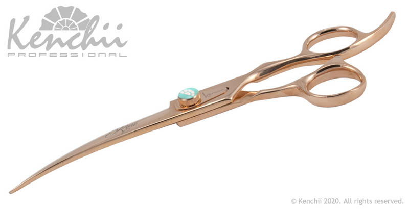 Load image into Gallery viewer, Kenchii Grooming - Rose Gold Shears - Choose Straight or Curved and Your Size from 7.0 to 8.0
