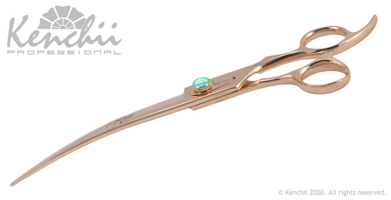 Load image into Gallery viewer, Kenchii Grooming - Rose Gold Shears - Choose Straight or Curved and Your Size from 7.0 to 8.0
