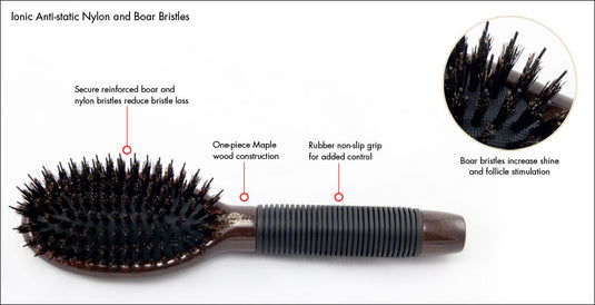Large Boar and Nylon Bristle Brush with One-piece Maple Body