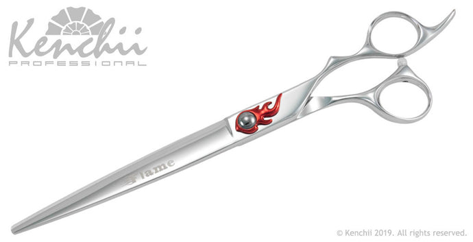 Kenchii Grooming - Flame Offset Handle 8.0 Shears / Scissors Choose Straight or Curved