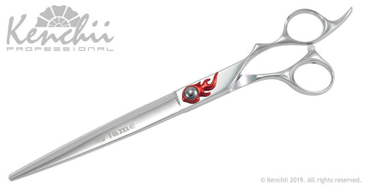 Kenchii Grooming - Flame Offset Handle 8.0 Shears / Scissors Choose Straight or Curved