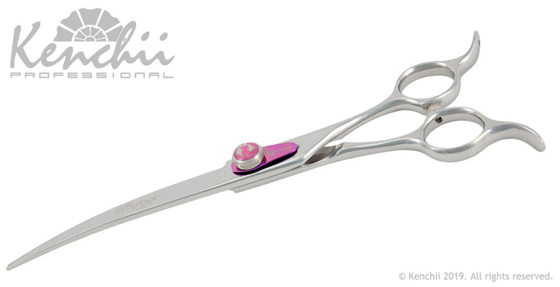 Load image into Gallery viewer, Kenchii Grooming - Flipper Even Handle Shears - Choose Straight or Curved and Your Size from 7.0 to 8.0
