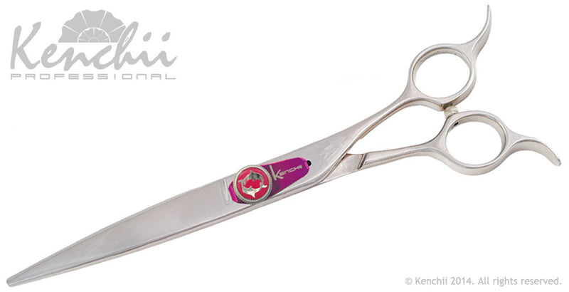 Load image into Gallery viewer, Kenchii Grooming - Flipper Even Handle Shears - Choose Straight or Curved and Your Size from 7.0 to 8.0
