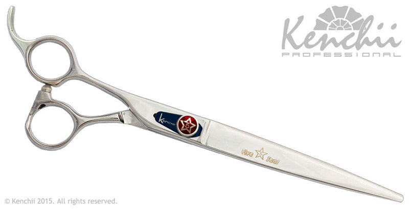 Load image into Gallery viewer, Kenchii Grooming - Lefty Five Star Offset Shears / Scissors Choose Straight or Curved and Your Size from 7.0 to 9.0
