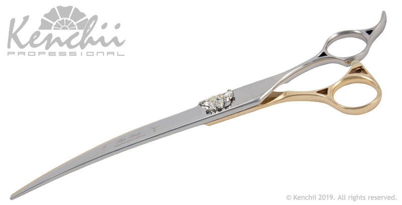 Load image into Gallery viewer, Kenchii Grooming - Lisa Leady Offset Handle 8.0 Shears / Scissors Choose Straight or Curved

