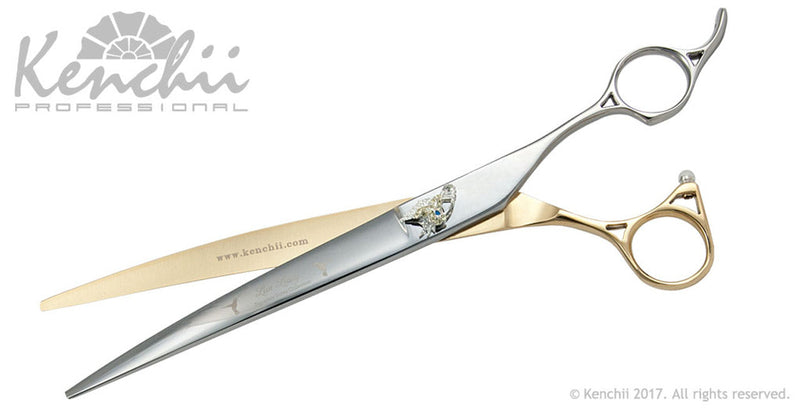 Load image into Gallery viewer, Kenchii Grooming - Lisa Leady Offset Handle 8.0 Shears / Scissors Choose Straight or Curved
