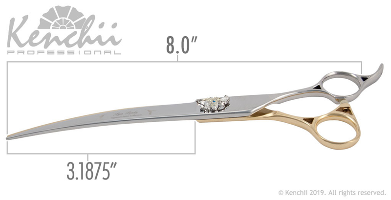 Load image into Gallery viewer, Kenchii Grooming - Lisa Leady Offset Handle 8.0 Shears / Scissors Choose Straight or Curved
