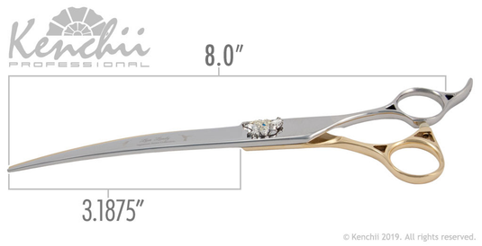 Kenchii Grooming - Lisa Leady Offset Handle 8.0 Shears / Scissors Choose Straight or Curved