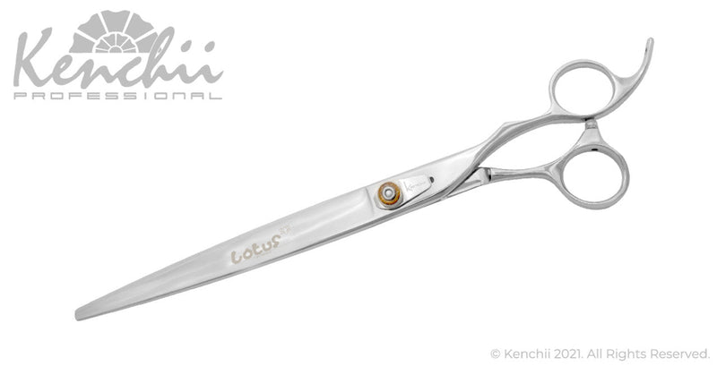 Load image into Gallery viewer, Kenchii Grooming - Lotus Offset Handle 8.0 Shears / Scissors Choose Straight or Curved
