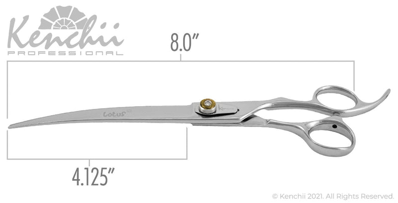 Load image into Gallery viewer, Kenchii Grooming - Lotus Offset Handle 8.0 Shears / Scissors Choose Straight or Curved
