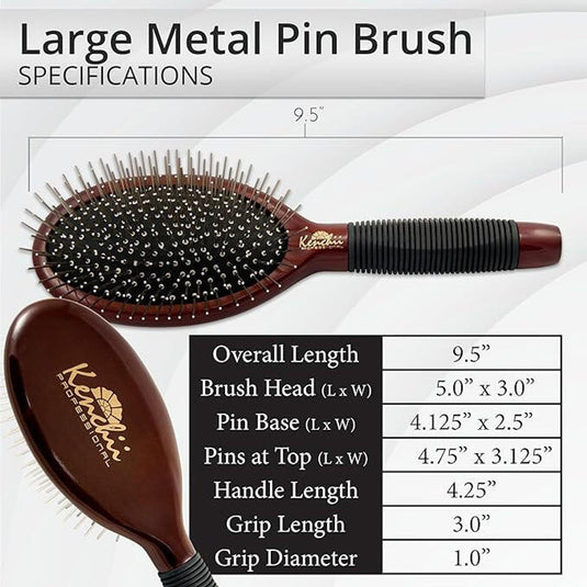 Kenchii Large Metal Pin Brush with One-piece Maple Body
