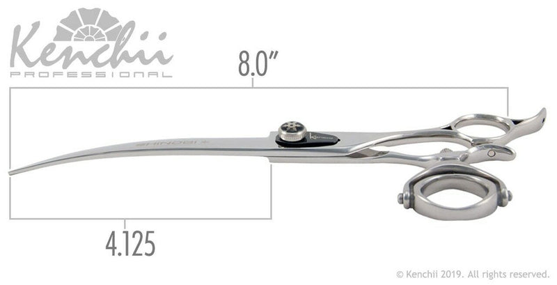 Load image into Gallery viewer, Kenchii Grooming - Shinobi Double Swivel 8.0 Shears / Scissors Choose Straight or Curved
