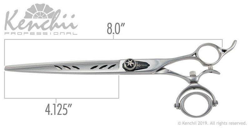 Load image into Gallery viewer, Kenchii Grooming - Shinobi Double Swivel 8.0 Shears / Scissors Choose Straight or Curved
