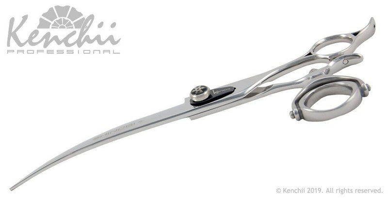 Load image into Gallery viewer, Kenchii Grooming - Shinobi Double Swivel 8.0 Shears / Scissors Choose Straight or Curved

