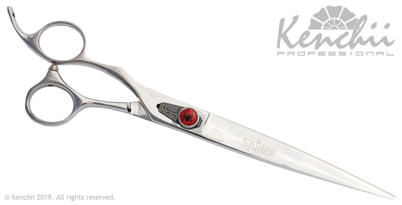 Load image into Gallery viewer, Kenchii Grooming - Lefty Spider Offset Handle 8.0 Shears / Scissors Choose Straight or Curved
