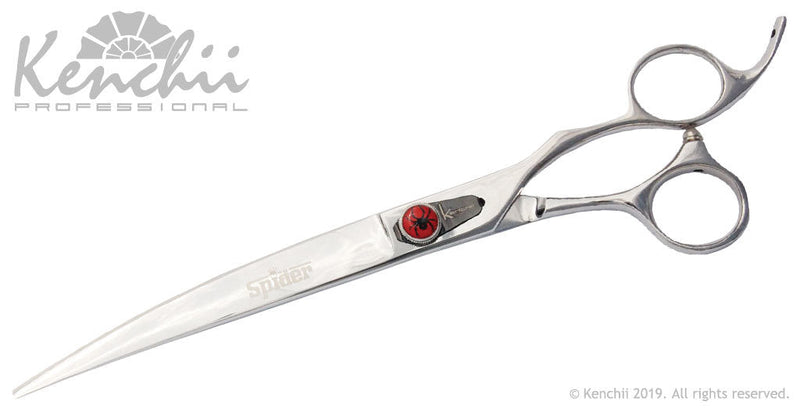 Load image into Gallery viewer, Kenchii Grooming - Spider Offset Handle 8.0 Shears / Scissors Choose Straight or Curved
