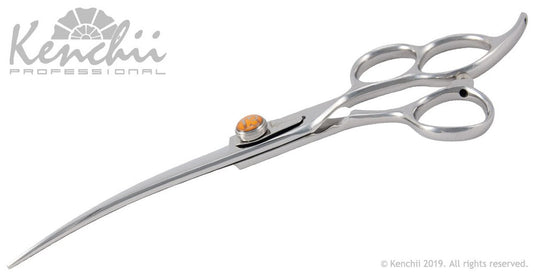 Kenchii Grooming - T3 Three Ring Handle Shears - Choose Straight or Curved and Your Size from 7.0 to 8.0