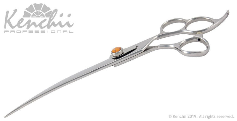 Load image into Gallery viewer, Kenchii Grooming - T3 Three Ring Handle Shears - Choose Straight or Curved and Your Size from 7.0 to 8.0
