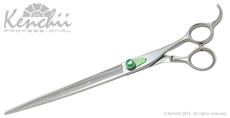Load image into Gallery viewer, Kenchii Grooming - Mustang Offset Handle Shears / Scissors Choose Straight or Curved and Your Size from 7.5 to 9.5
