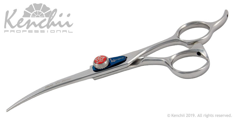 Load image into Gallery viewer, Kenchii Grooming - Five Star Offset Shears / Scissors Choose Straight or Curved and Your Size from 6.0 to 9.0
