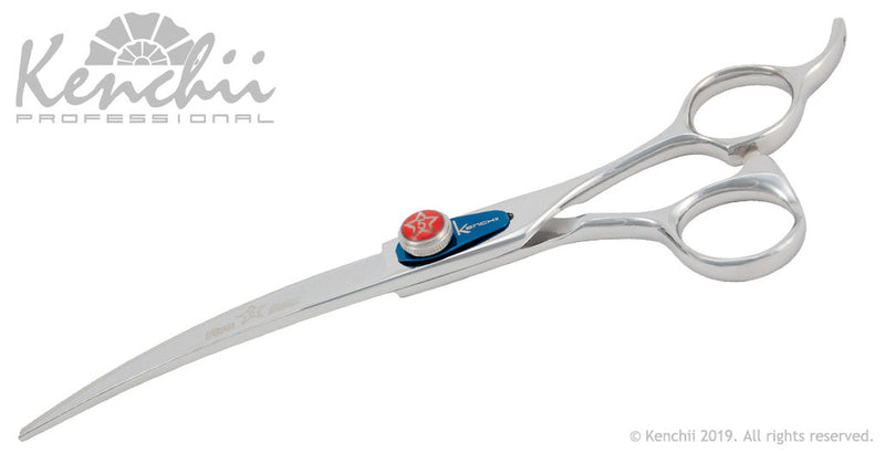 Load image into Gallery viewer, Kenchii Grooming - Five Star Offset Shears / Scissors Choose Straight or Curved and Your Size from 6.0 to 9.0
