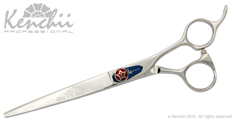 Load image into Gallery viewer, Kenchii Grooming - Five Star Offset Shears / Scissors Choose Straight or Curved and Your Size from 6.0 to 9.0
