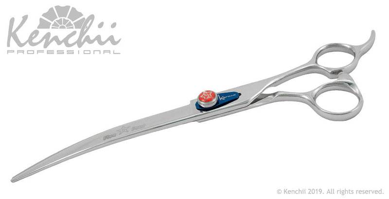 Load image into Gallery viewer, Kenchii Grooming - Five Star Offset Shears / Scissors Choose Straight or Curved and Your Size from 6.0 to 9.0
