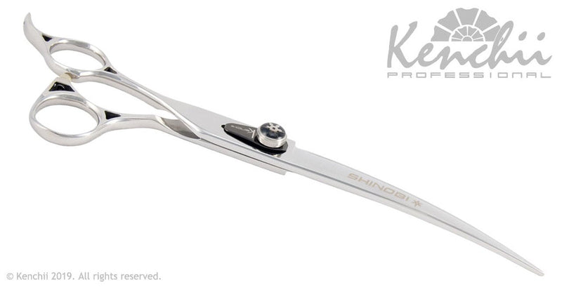 Load image into Gallery viewer, Kenchii Grooming - Lefty Shinobi Offset Shears / Scissors Choose Straight or Curved and Your Size 8.0 or 9.5
