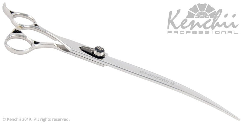 Load image into Gallery viewer, Kenchii Grooming - Lefty Shinobi Offset Shears / Scissors Choose Straight or Curved and Your Size 8.0 or 9.5
